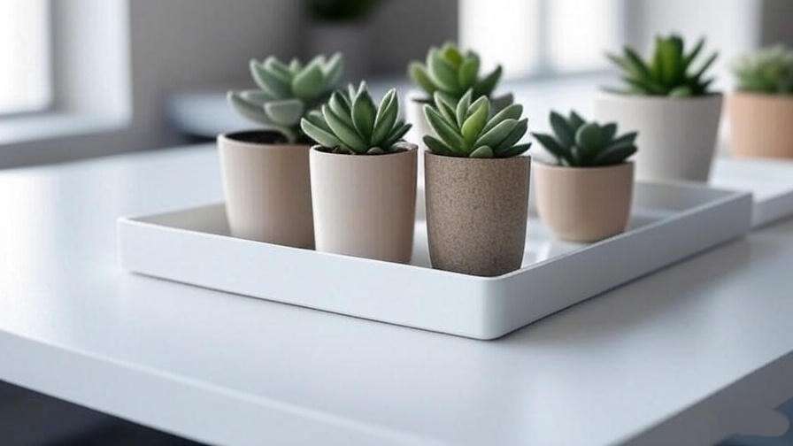 Minimalist desk cluster succulent plant arrangement for productive indoor spaces