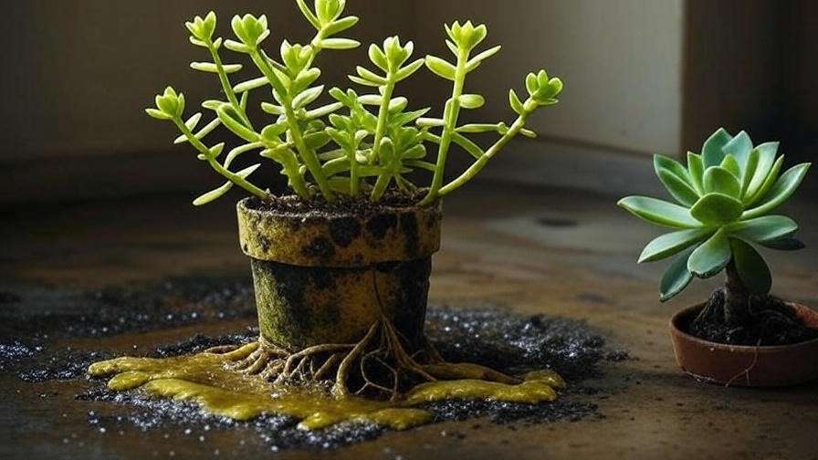 Overwatered low light succulent showing common mistakes like yellow leaves and root rot in dim indoor conditions.