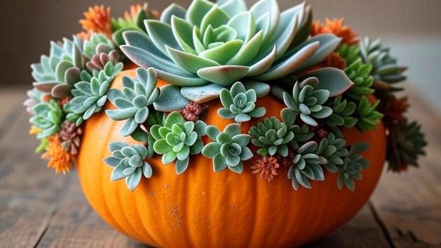 pumpkin with succulents