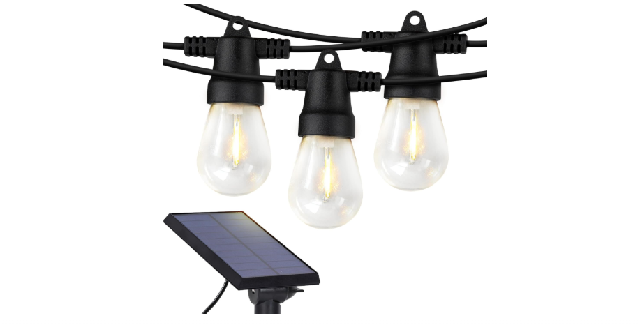 Brightech Ambience Pro Solar Powered Outdoor String Lights -27 ft Commercial Grade Waterproof Edison Patio Lights, Shatterproof LED String Lights for...