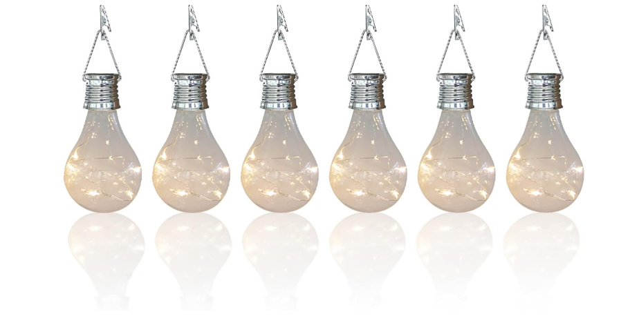 pearlstar Solar Light Bulbs Outdoor Waterproof Garden Camping Hanging LED Light Lamp Bulb Globe Hanging Lights for Home Yard Christmas Party Holiday...