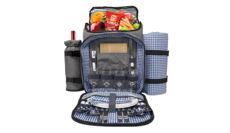  Nature Gear Large Picnic Backpack, Insulated Bag with Detachable Wine Cooler & Picnic Blanket, Includes Dinnerware Set for 4 & Picnic Accessories,...