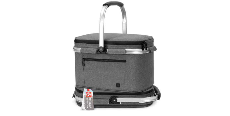  ALLCAMP Insulated Cooler Bag portable Collapsible Picnic Basket Cooler with Sewn in Frame (Medium Gray)