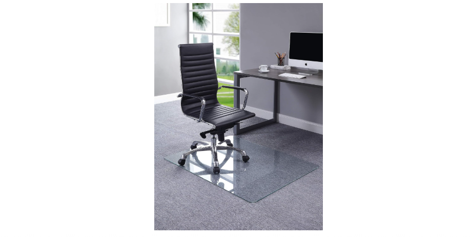  Lorell Tempered Glass Chairmat, 46" Width x 36" Depth x 0.25" Thickness, Clear, 1 Each