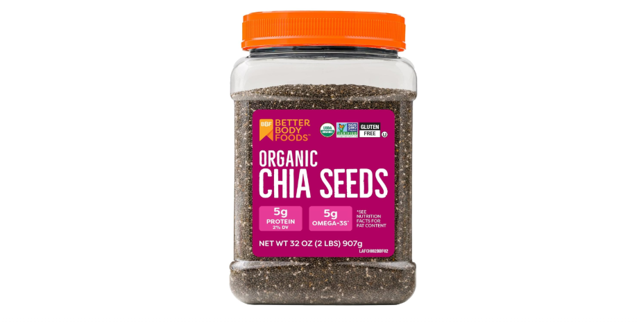  BetterBody Foods Organic Chia Seeds 2 lbs, 32 Oz, with Omega-3, Non-GMO, Gluten Free, Keto Diet Friendly, Vegan, Good Source of Fiber