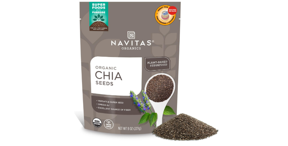  Navitas Organics Chia Seeds – For Chia Pudding, Smoothies, Baking, Salads & More – Omega 3, Fiber, Minerals - USDA Organic, Non GMO, Kosher, Gluten Free...