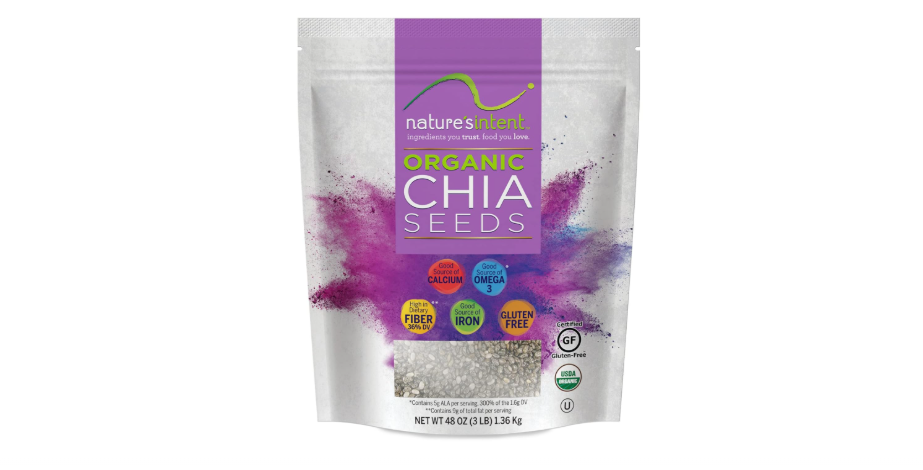  Nature's Intent Organic Chia Seeds - 3lb Bag - USDA Organic, Non-GMO, Vegan, Gluten-Free, Kosher, Keto & Paleo - Good Source of Calcium, Omega 3 and...