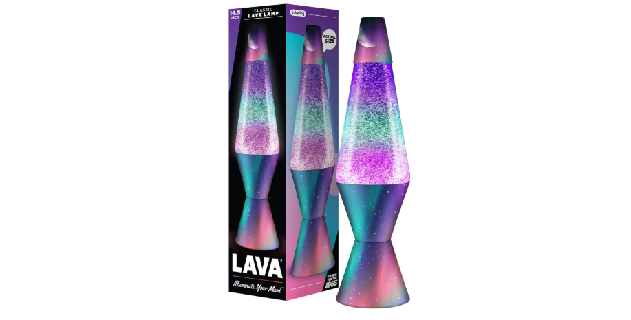  Lava® Lamp - 14.5" Polar Glimmer - The Original Motion Light - Silver Glitter, Multicolor Base and Globe - Item #2048 (Amazon Exclusive)