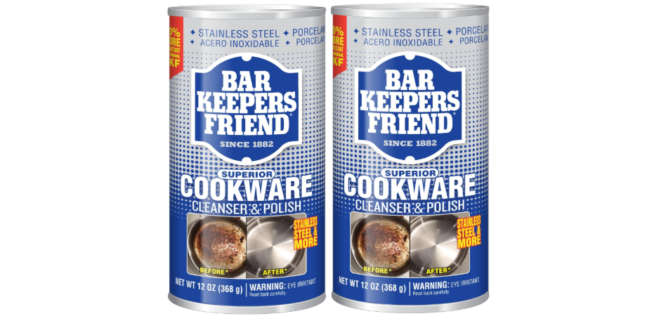  Bar Keepers Friend Cookware Cleanser & Polish (2 x 12 oz) Stainless Steel Cleaner & Degreaser for Pots, Pans, Bakeware & Grills - Removes Sticky...