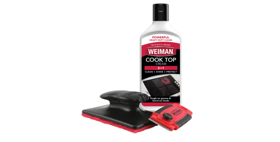  Weiman Cooktop and Stove Top Cleaner Kit - Glass Cook Top Cleaner and Polish 10 oz. Scrubbing Pad, Cleaning Tool, Razor, Scraper