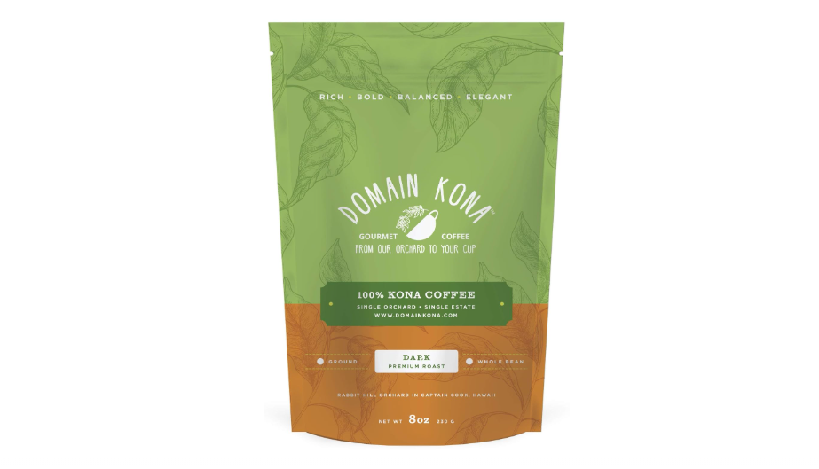  100% Kona Coffee – Whole Bean, Dark roast, Single estate gourmet coffee, 8 ounces, ships direct from Domain Kona Coffee, Farm fresh