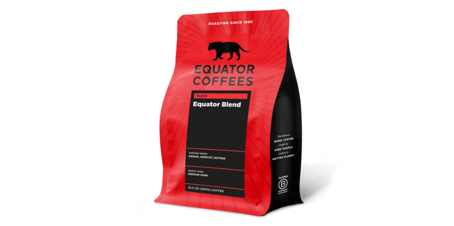  Equator Coffees, Equator Blend Ground Coffee, Medium Dark Roast, Fresh Roasted, Smooth Chocolate & Nutmeg Flavor Notes, Sustainable, 10.5 oz Bag 