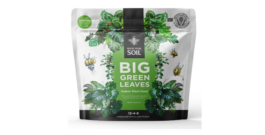  Big Green Leaves Indoor Plant Food - House Plant Fertilizer - Fast Acting Minerals +Superfood Sea Kelp | 4X More Concentrated Than Liquid Plant Food (1LB)