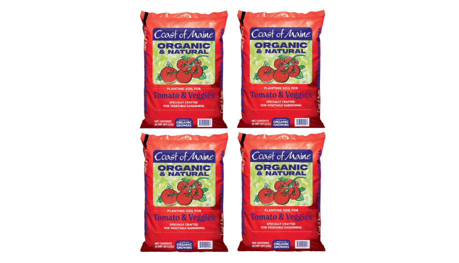  Coast of Maine Tomatoes and Veggies, 20qt (Pack of 4) Organic and Natural Planting Soil, Crafted for Vegetable Gardens and Organic Growers