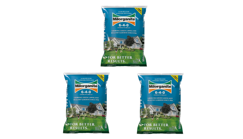  Milorganite All-Purpose Eco-Friendly Slow-Release Nitrogen 6-4-0 Fertilizer, 32 Pound Bag (Pack of 3) - for Lawns, Flowers, Gardens 