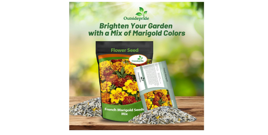 Outsidepride French Marigold Seeds Mix - 1000 Pcs Annual, Compact, Heat & Drought Tolerant Flower Seeds for Planting w/Orange & Yellow Prolific...