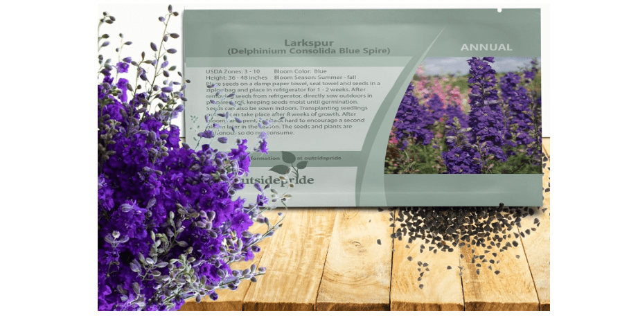 Outsidepride Delphinium Blue Larkspur Seeds for Planting Outdoors - 1000 Pcs Annual, Self-Seeding, Heat & Drought Tolerant Wildflower Seeds, Colorful...