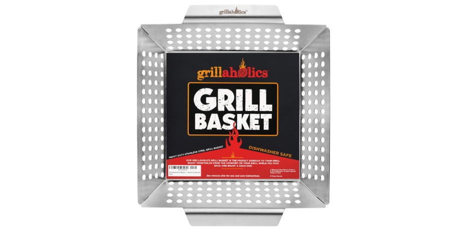 Grillaholics Vegetable Grill Basket for Outdoor Grill - Extra Large, Heavy-Duty Stainless Steel Veggie Grilling Basket with Handles