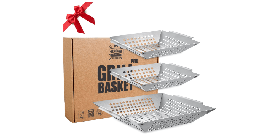 3 Pack Grill Baskets for Outdoor Grill, Heavy Duty Stainless Steel Vegetable Grill Basket, Grilling Basket for Veggies, Grilling Accessories for All Grills...