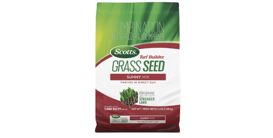 Scotts Turf Builder Grass Seed Sunny Mix with Fertilizer and Soil Improver, Thrives in Direct Sun, 2.4 lbs.