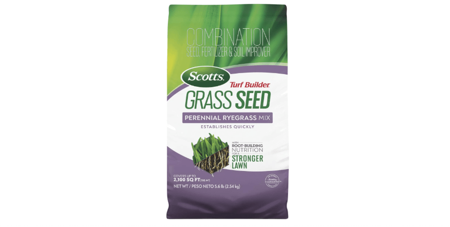 Scotts Turf Builder Grass Seed Perennial Ryegrass Mix with Fertilizer and Soil Improver, Establishes Quickly, 5.6 lbs.