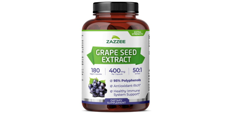 Zazzee High Strength Grape Seed 50:1 Extract, 180 Vegan Capsules, 95% Polyphenols, 400 mg per Capsule, 6 Month Supply, Standardized and Concentrated 50X...