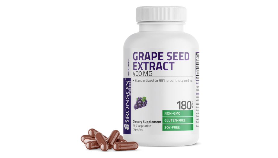 Bronson Grape Seed Extract 400 mg - Antioxidant & Immune Support - Standardized Extract with 95% Proanthocyanidins- Non GMO, 180 Vegetarian Capsules