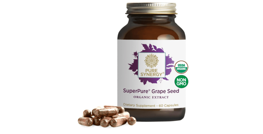 Pure Synergy SuperPure Grape Seed Extract | Organic Grape Seed Polyphenols Supplement with Whole Fruit | for Heart Health, Skin, and Healthy Aging Support...