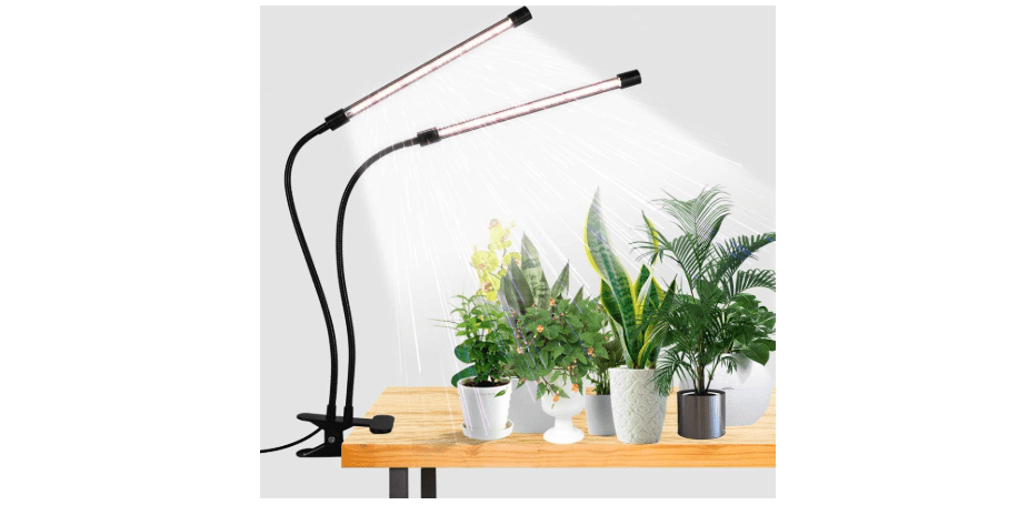 GooingTop LED Grow Light,6000K Full Spectrum Clip Plant Growing Lamp with White Red LEDs for Indoor Plants,5-Level Dimmable,Auto On Off Timing 4 8 12Hrs