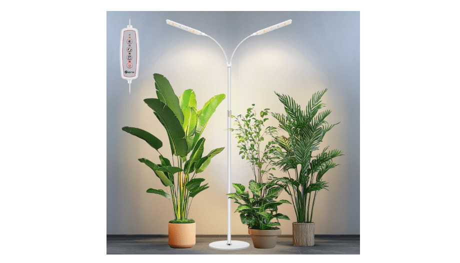 Kullsinss Grow Lights for Indoor Plants with Stand, 2-Heads Full Specturm Plant Grow Light with 4/8/12/16H Timer, 3 Color Modes, 360° Flexible Gooseneck,...
