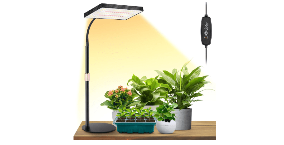 LBW Desk Grow Light, Full Spectrum Plant Light for Indoor Plants, Grow Lamps with 4/8/12H Timer, 10"-26" Height Adjustable, 6 Brightness Levels