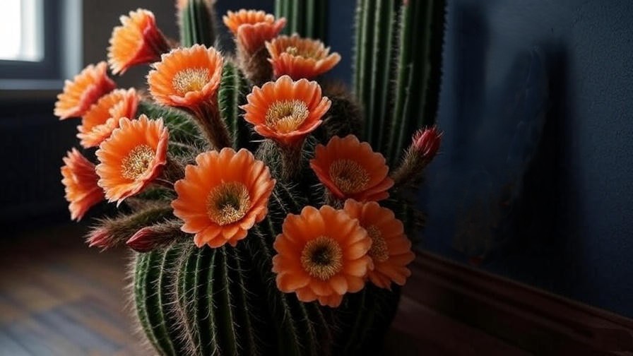 "Hand pruning a cactus with clean tools, showing removed dead segments and a healthy flowering section."