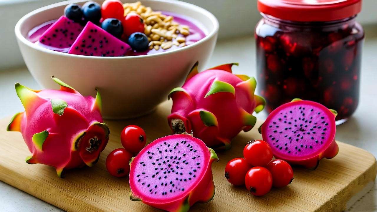 Harvested indoor cactus berries used in recipes like smoothies and jams.