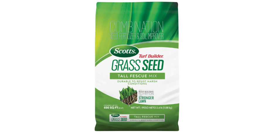 Scotts Turf Builder Grass Seed Tall Fescue Mix Durable to Resist Harsh Conditions with Root-Building Nutrition, 2.4 lb.