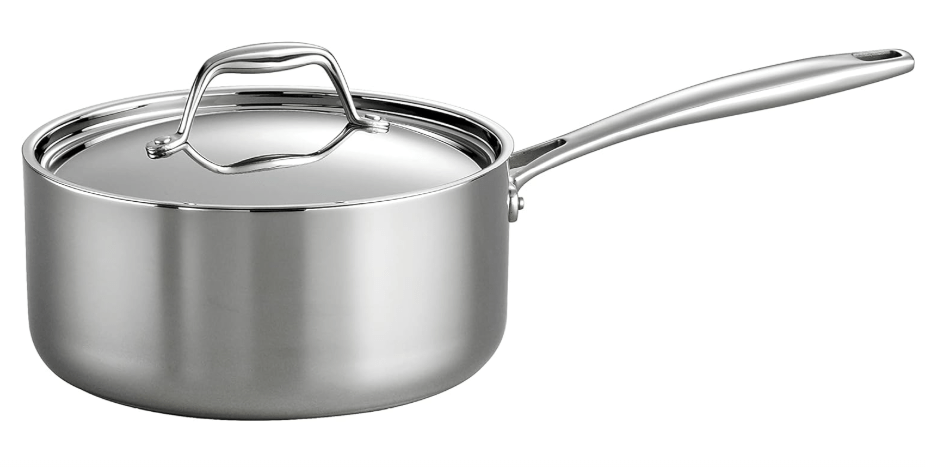 Tramontina Signature Tri-Ply Clad Stainless Steel 3-Quart Sauce Pan with Lid, Induction-Ready, Dishwasher-Safe, NSF-Certified, Made in Brazil