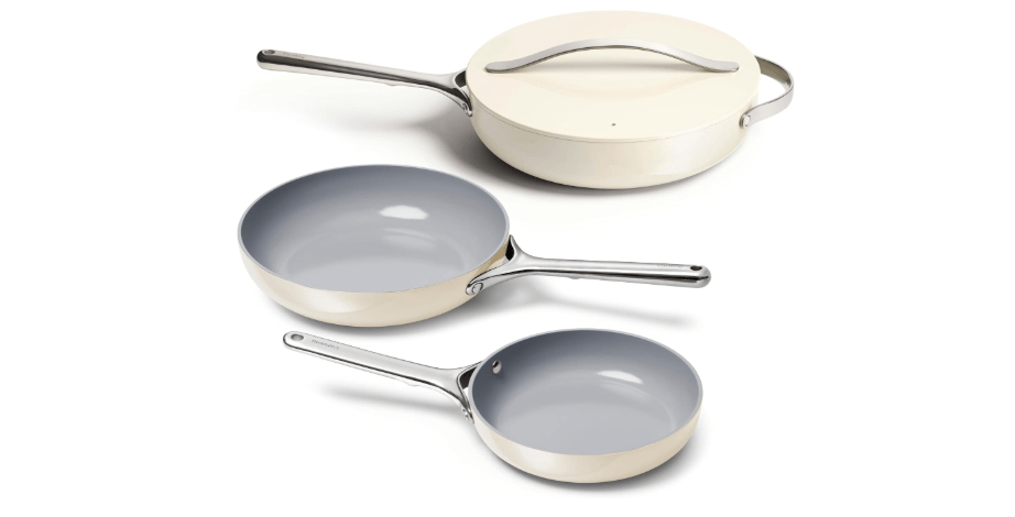 Caraway 4-Piece Fry Pan Set - Non-Stick Frying Pans (10.5” & 8”) & Non-Stick Sauté Pan - Non Toxic, PTFE & PFOA Free - Oven Safe &...