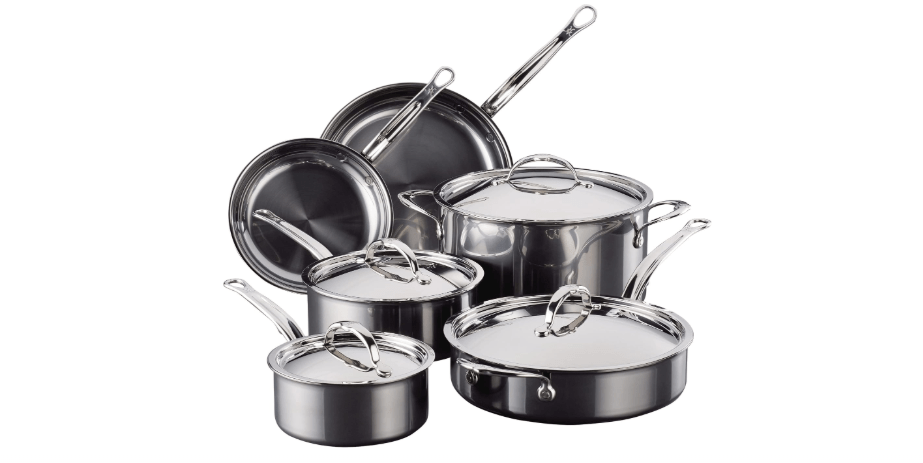 Hestan - NanoBond Collection - Titanium Stainless Steel 10-Piece Ultimate Cookware Set - Toxin, PFAS, & Chemical Free Clean Cookware, Induction Cooktop...