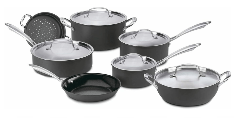 Cuisinart GG-12 GreenGourmet Hard Anodized 12-Piece Set, Black/Stainless Steel