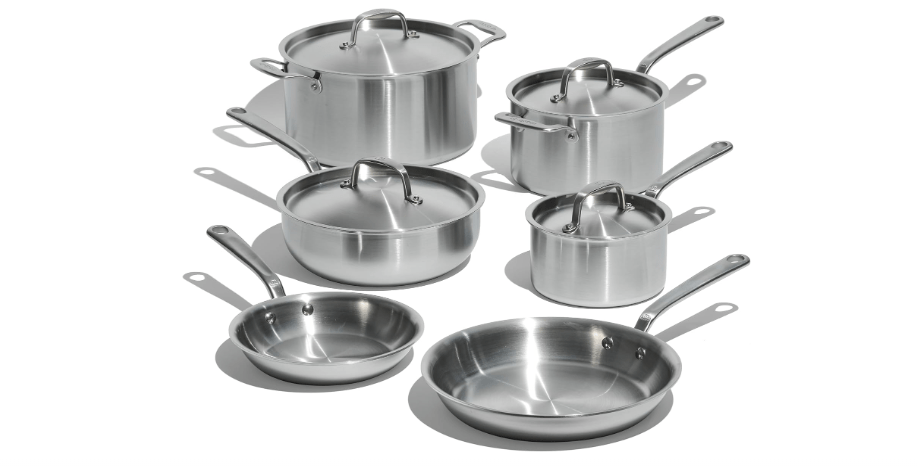 Made In Cookware - 10 Piece Stainless Steel Pot and Pan Set - 5 Ply Clad - Includes Stainless Steel Frying Pans, Saucepans, Saucier and Stock Pot W/Lid -...