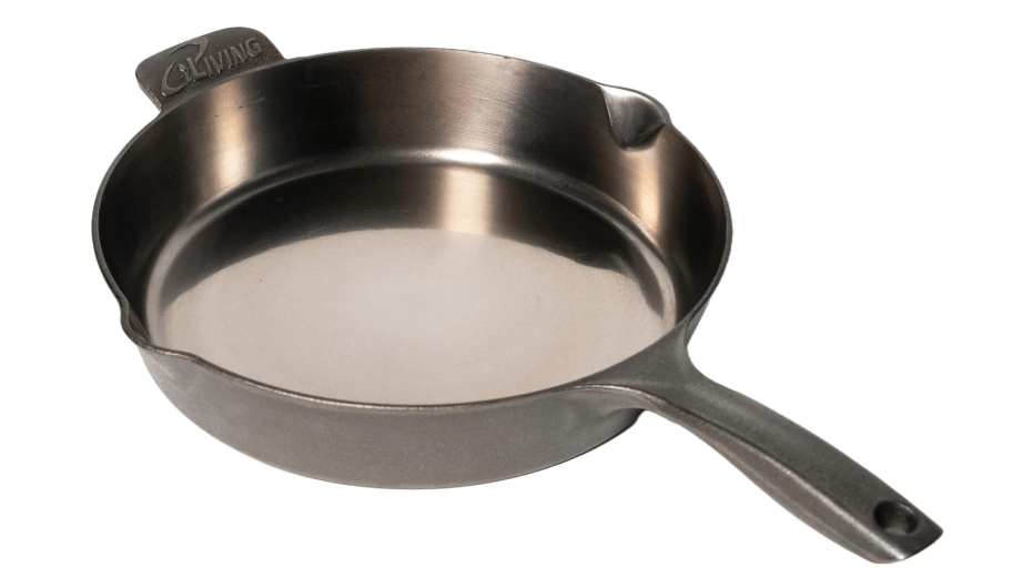 iLiving Un-seasoned Modern Heirloom Mirror Polished Cast Iron Skillet Pan 12" (2.7" Wall Height / 3.7 L), Silver