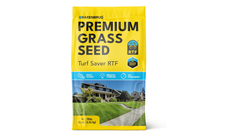 Barenbrug Turf Saver RTF Grass Seed with Yellow Jacket Seed Coating - Less Water Self-Repairing Tall Fescue Turf for Use on Sports Field, Golf Courses,...