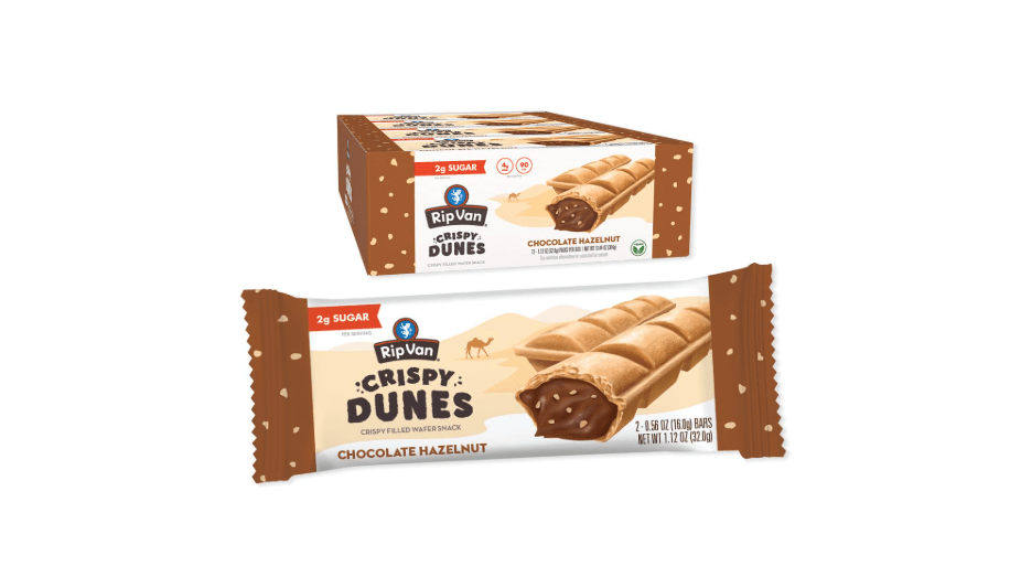 Crispy Dunes Vegan Chocolate Hazelnut Wafer Sticks – Low-Calorie Keto Snack with Hazelnut Cream Filling, 90 Calories, Non-GMO, Prebiotic Fiber - 12 Pack