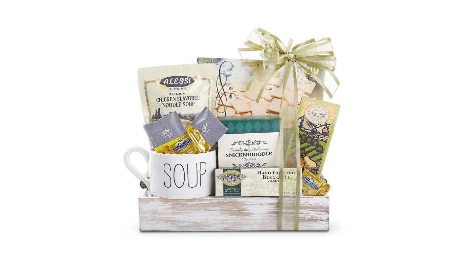 Alder Creek Gift Baskets Spoonful of Comfort Soup Get Well Soon Gift Basket with Tea and Biscotti