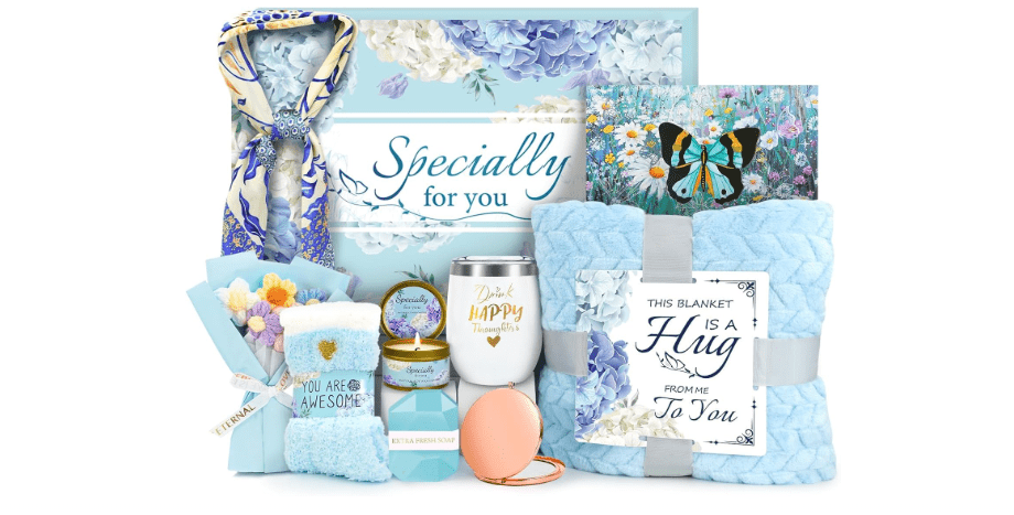 ElatedMore Birthday Gifts for Women Friendship Self Care Package Gifts for Women Get Well Soon Gift Baskets Relaxing Blanket Gifts Box for Sister Mom Wife...