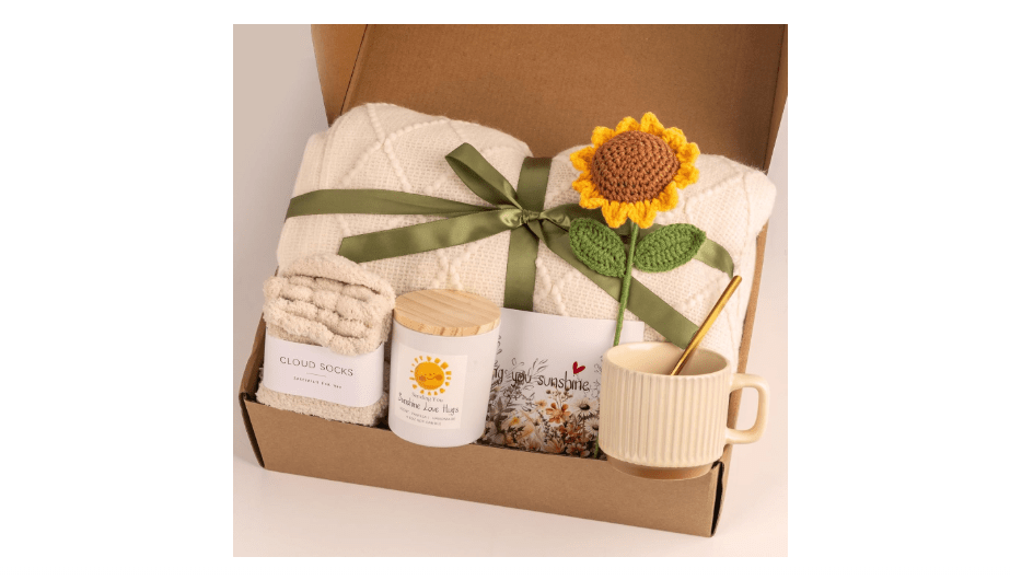 Anforsun Sending Sunshine Sunflower, Thinking of You Care Package Unique Gift Baskets for Women, Best Friend Birthday and Get Well Soon