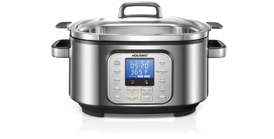 HOUSNAT Slow Cooker, 10 in 1 Programmable Pressure Cooker, 304 Stainless Steel Rice Cookers, Yogurt Maker, 6 QT Sous Vide, Delay Start, Adjustable Temp&...