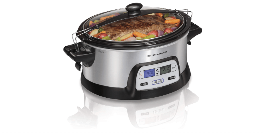 Hamilton Beach 33861 Portable Programmable Slow Cooker, Dishwasher Safe Crock, 6 Qt, FlexCook Dual Digital Timer/2 Heat Settings, Lid Lock for Easy Travel,...
