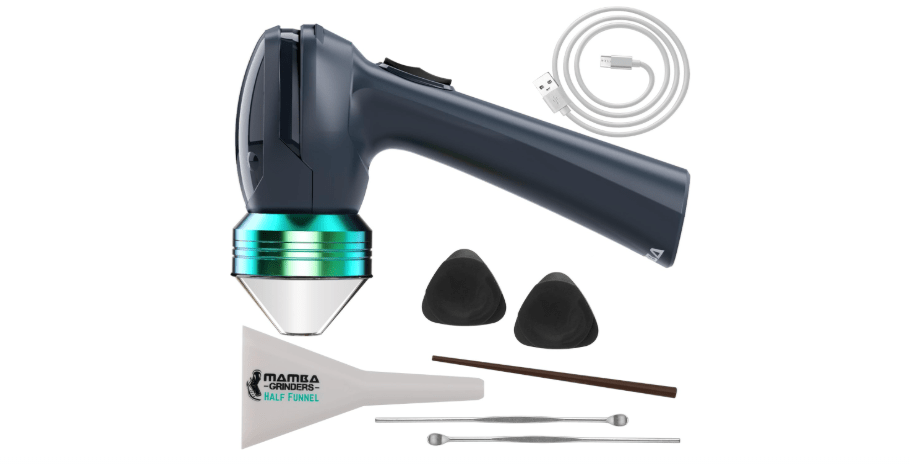  Mamba Original 1g Gray USB Electric Herb Grinder. Small Portable Metal Herbal Grinder Machine & Spice Mill for the Kitchen