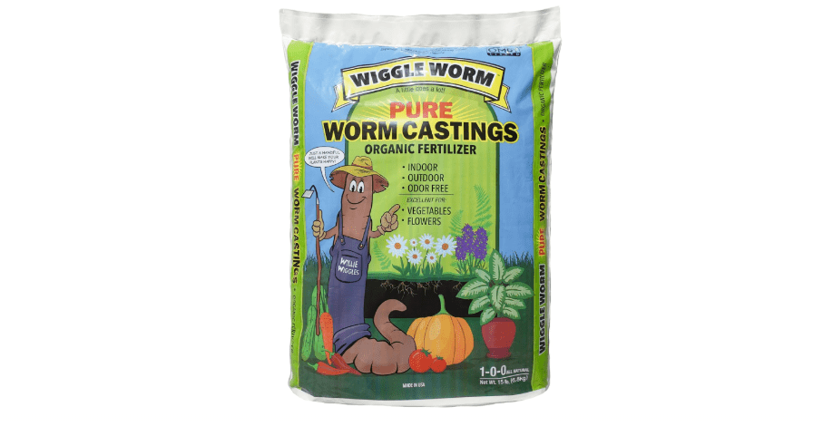Wiggle Worm 100% Pure Organic Worm Castings - Organic Fertilizer for Houseplants, Vegetables, and More, 15-Pounds