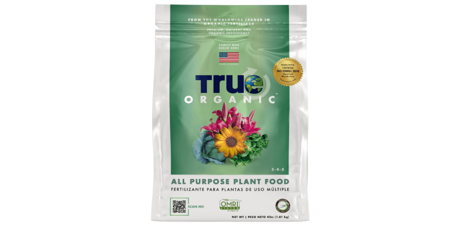 True Organic All Purpose Plant Food – Organic Fertilizer for Fruits, Vegetables, Flowers, and Herbs – 4lb Bag Covers 87 sq. ft.